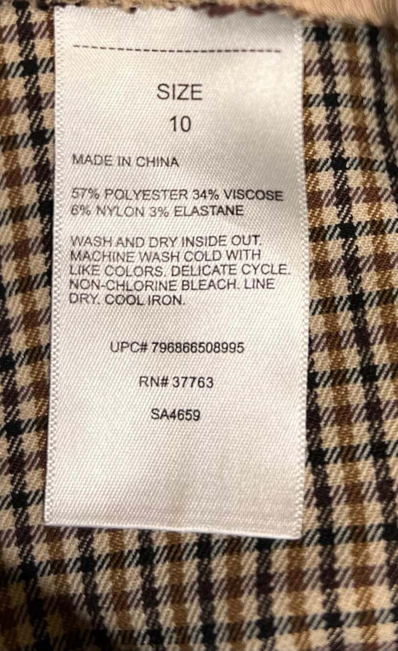 Rafaella Women's Brown Plaid Trousers Size 10 - Picture 3 of 10